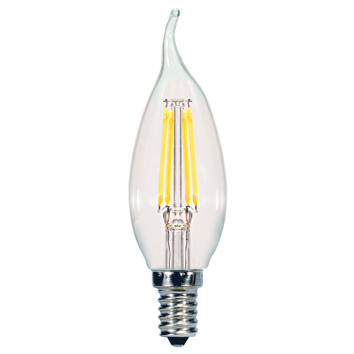 Satco S9963 5.5W CFC/LED/30K/CL/120V 5.5 Watt CA11 LED Clear Candelabra base 3000K 500 Lumens 120 Volt - NOW S21305