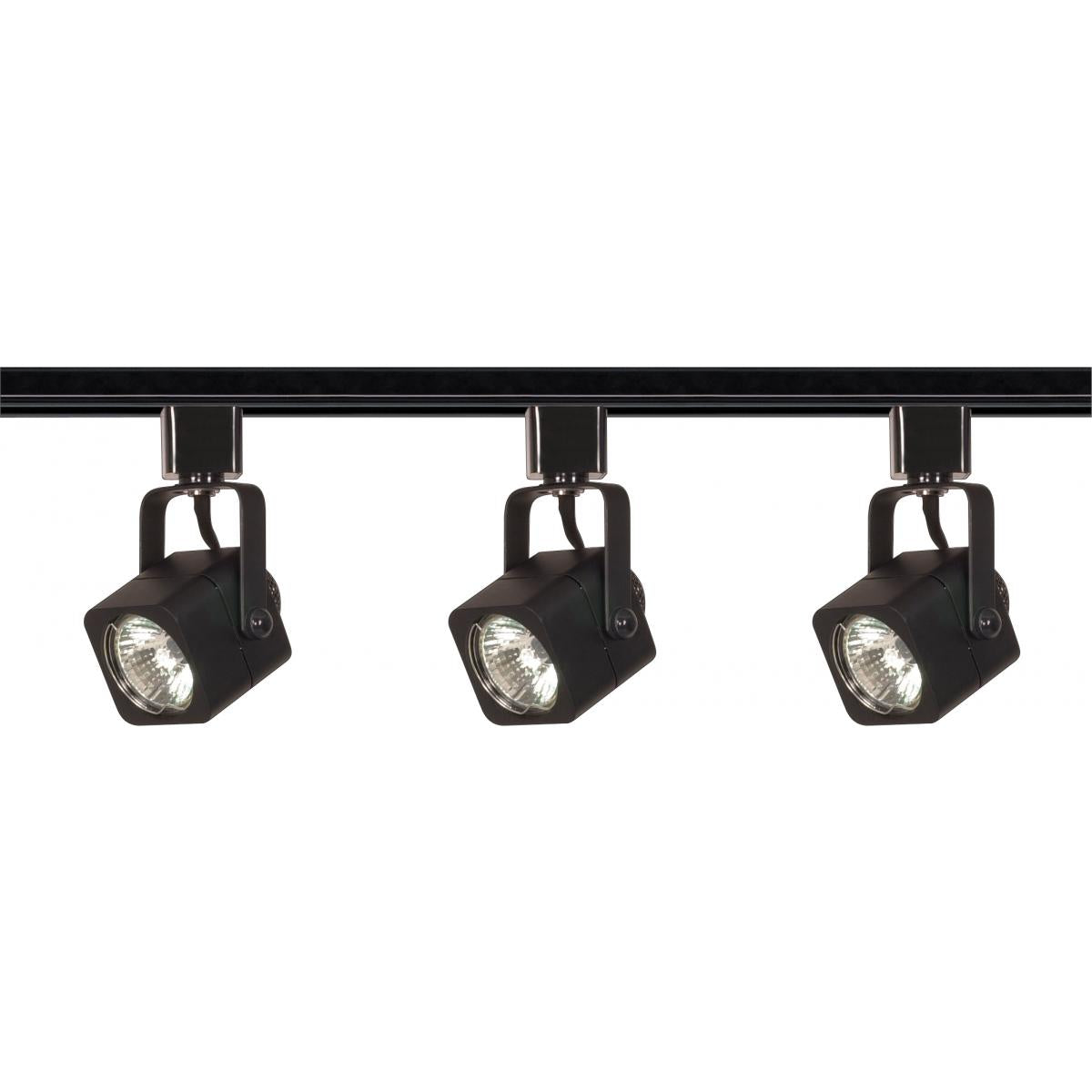 Satco TK346 3 Light - MR16 - Square Track Kit - 4 foot Track - Line Voltage - Black