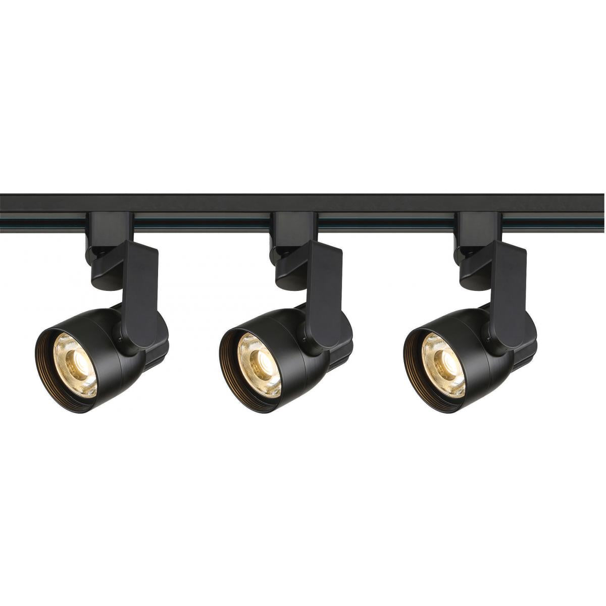Satco TK424 Track Lighting Kit - 12 Watt LED - 3000K - 4 foot Track - 36 degree - Round shape with angle arm - Black finish