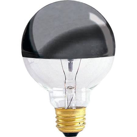 Bulbrite 712336 60G25HM Half Chrome 60W Globe Shape Bulb Silver Bowl