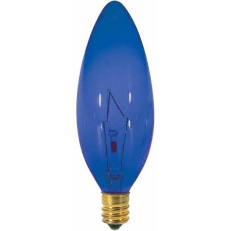 Satco S3218 25BA9 1/2/B 120V 25 Watt BA9 E12 Dimmable Transparent Blue