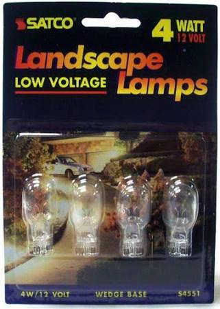 Satco S4552 7W 12V T6 W2.1x9.5d Mini Wedge Landscape Lamp - 4 Light Bulbs