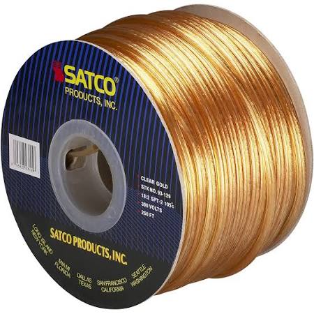 Satco 93-129 Bulk Wire 18/2 SPT-2 105C 250 Foot Spool Clear Gold